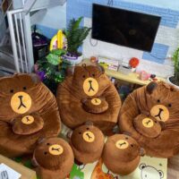 Gối lười hạt xốp Gấu Brown