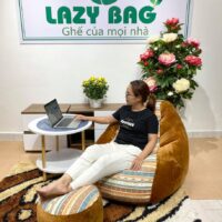 Ghế Lười Giọt Nước Size XL (90x140cm) Vải Nhung Hàn + Canvas