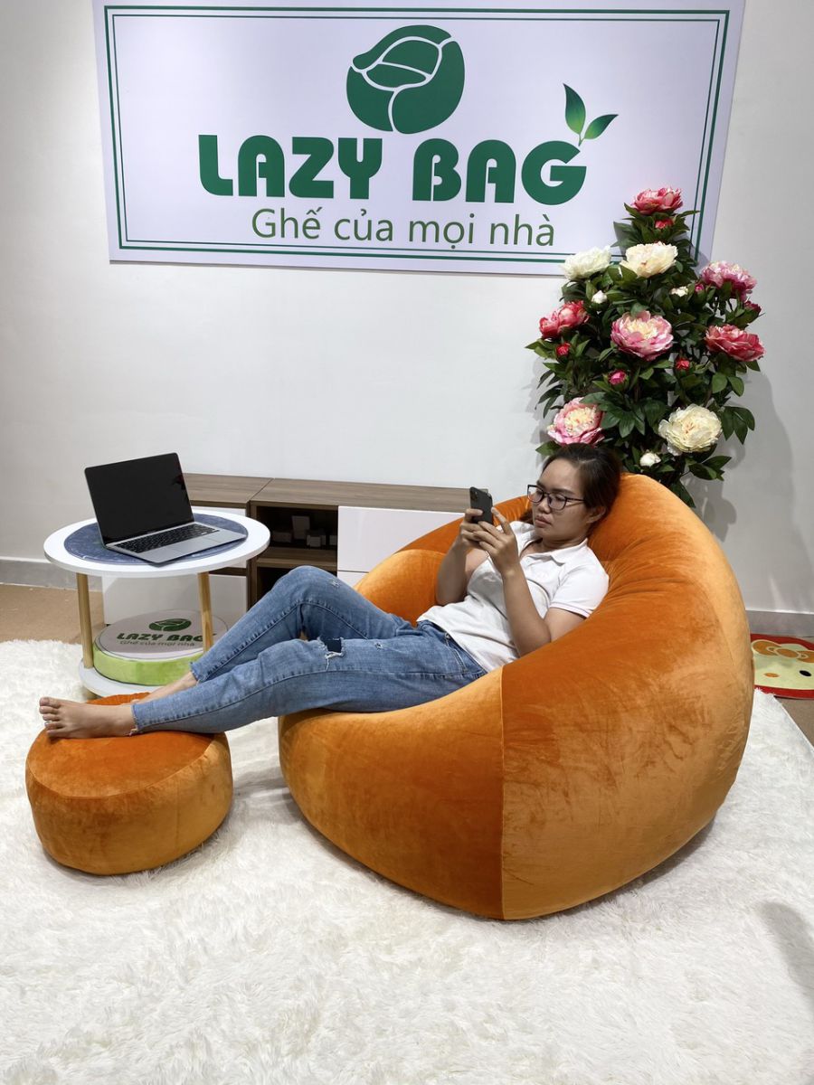 Ghế Lười Giọt Nước Size XXL (100cmx150cm) Vải Nhung Hàn